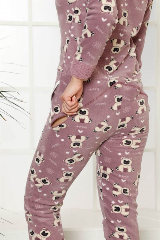 Moda Çizgi Polar Kadın Pijama Takımı - 4