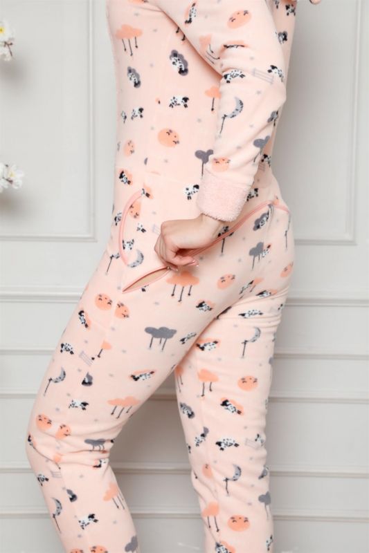 Moda Çizgi Polar Kadın Pijama Takımı - 4