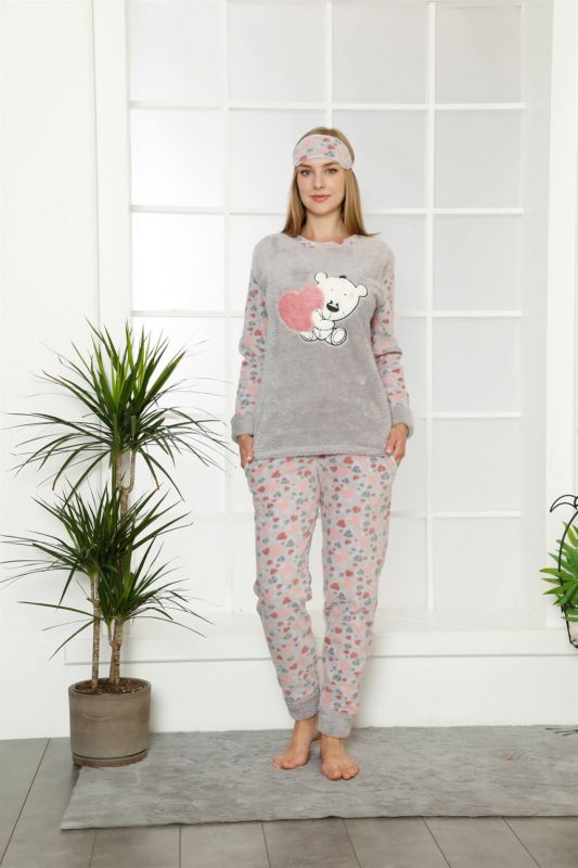 Moda Çizgi Polar Kadın Pijama Takımı - 2