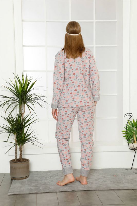 Moda Çizgi Polar Kadın Pijama Takımı - 4