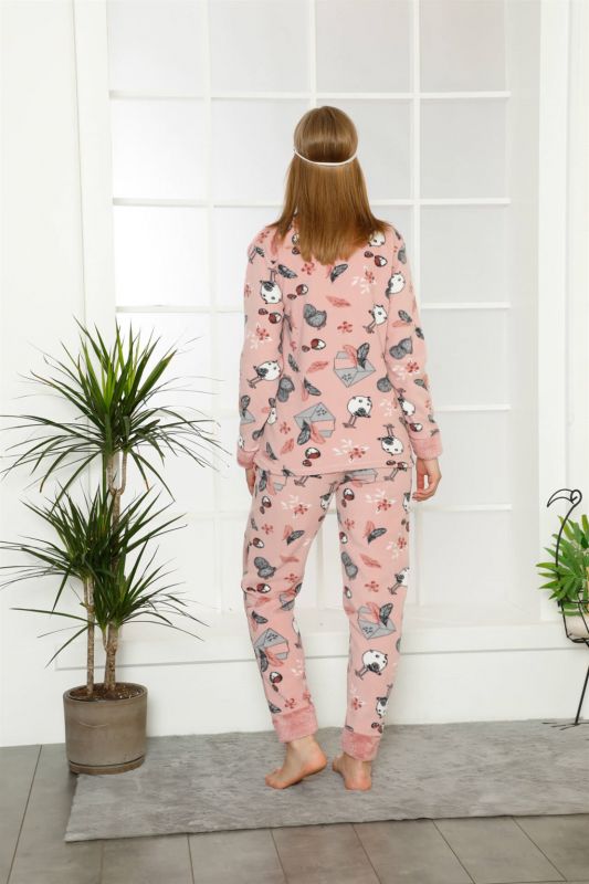 Moda Çizgi Polar Kadın Pijama Takımı - 4