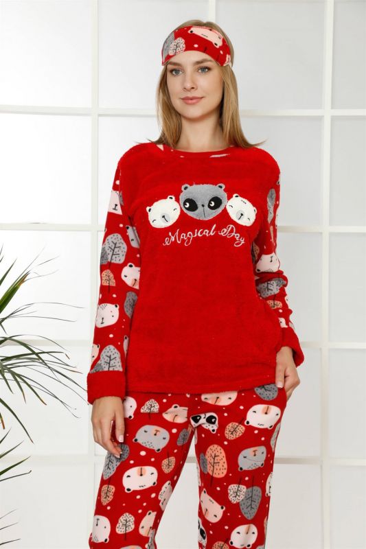 Moda Çizgi Polar Kadın Pijama Takımı - 1