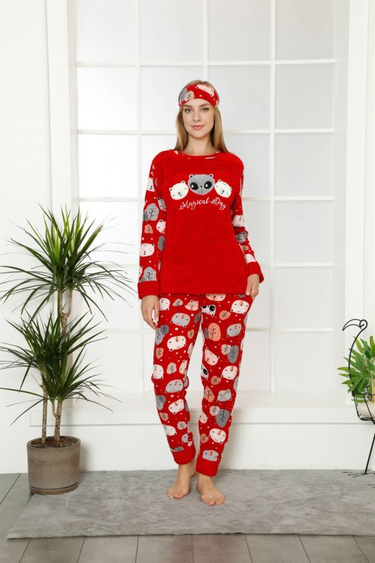 Moda Çizgi Polar Kadın Pijama Takımı - 2
