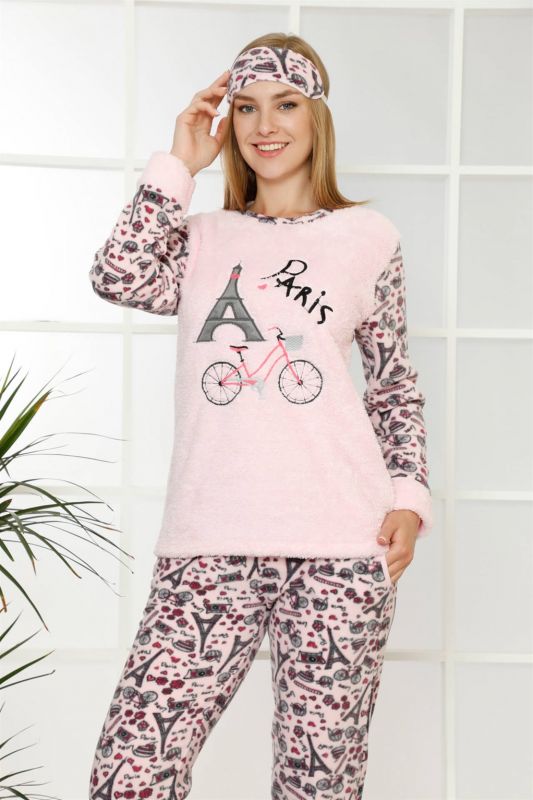 Moda Çizgi Polar Kadın Pijama Takımı - 1