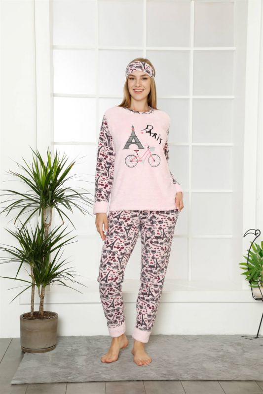 Moda Çizgi Polar Kadın Pijama Takımı - 2