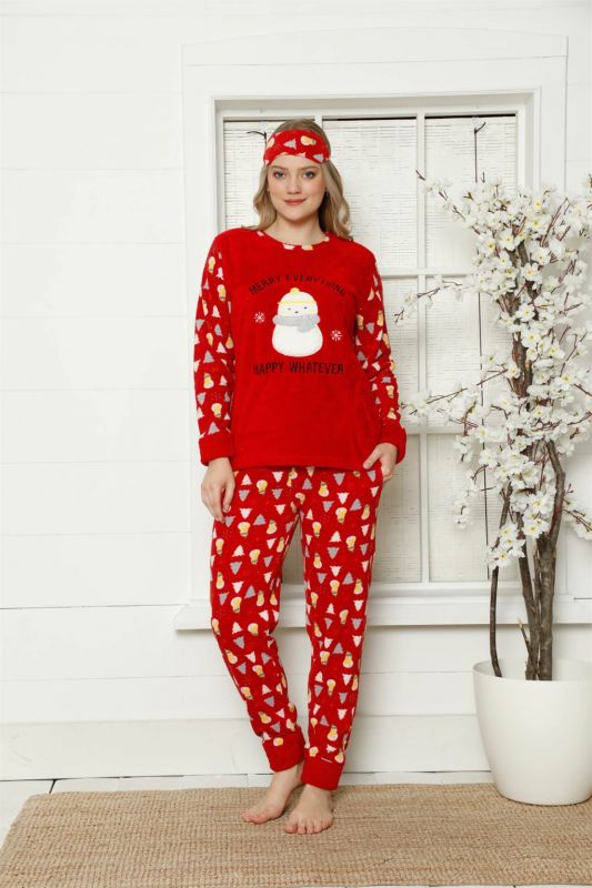 Moda Çizgi Polar Kadın Pijama Takımı - 2