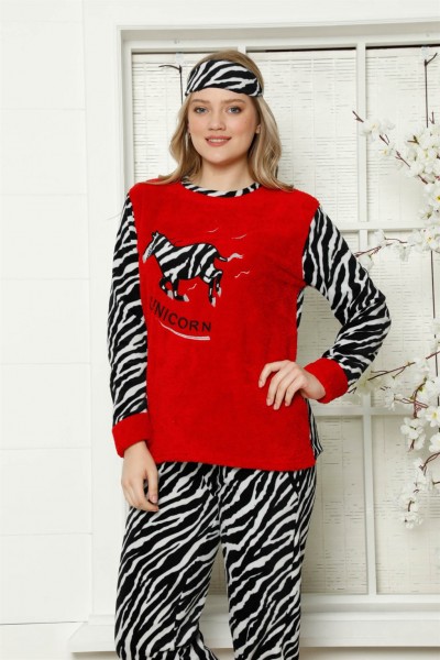 Moda Çizgi - Moda Çizgi Welsoft Polar Kadın Manşetli Pijama Takımı 8413