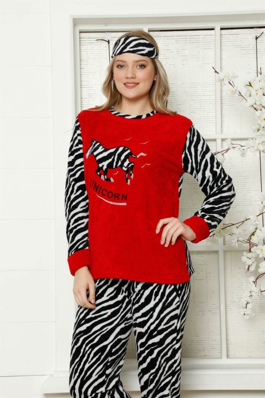 Moda Çizgi Polar Kadın Pijama Takımı - 1