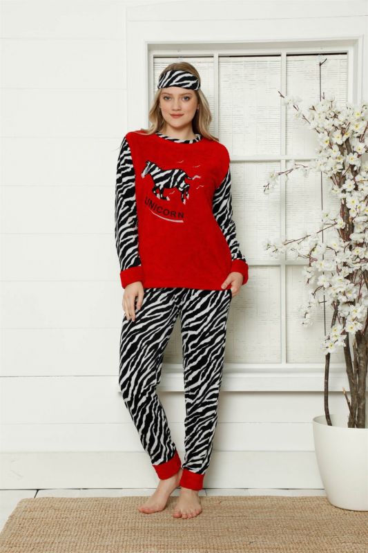 Moda Çizgi Polar Kadın Pijama Takımı - 2