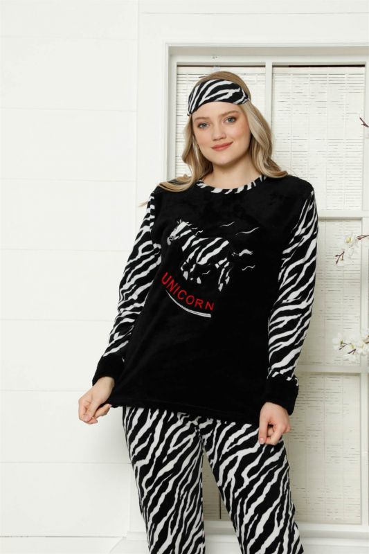 Moda Çizgi Polar Kadın Pijama Takımı - 1