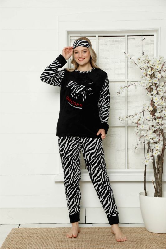 Moda Çizgi Polar Kadın Pijama Takımı - 2