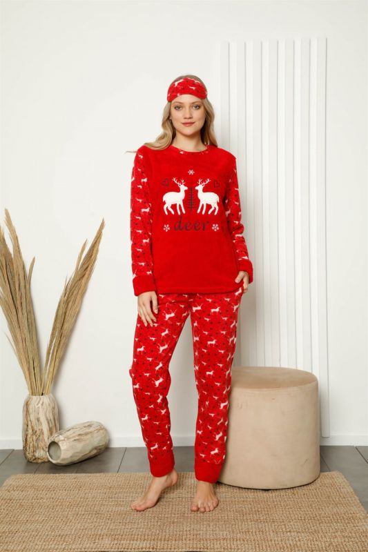Moda Çizgi Polar Kadın Pijama Takımı - 2