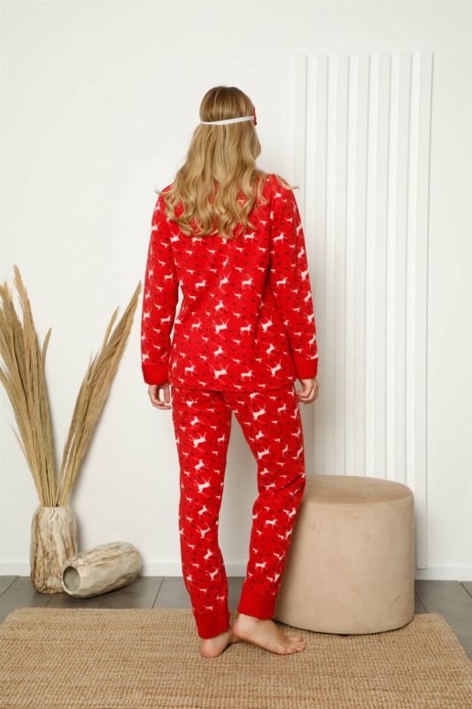 Moda Çizgi Polar Kadın Pijama Takımı - 4