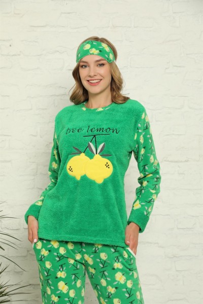 Moda Çizgi - Moda Çizgi Welsoft Polar Kadın Manşetli Pijama Takımı 8424