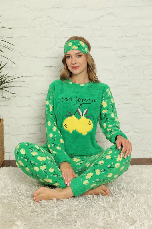 Moda Çizgi Polar Kadın Pijama Takımı - 3