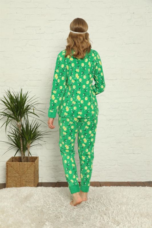 Moda Çizgi Polar Kadın Pijama Takımı - 4