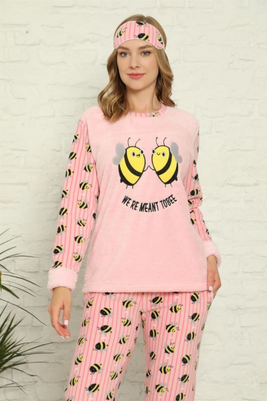Moda Çizgi Polar Kadın Pijama Takımı - 1