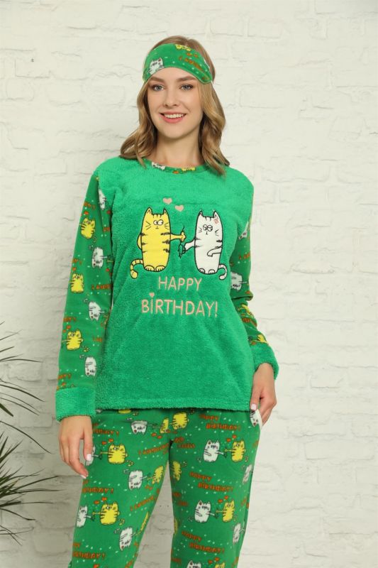 Moda Çizgi Polar Kadın Pijama Takımı - 1