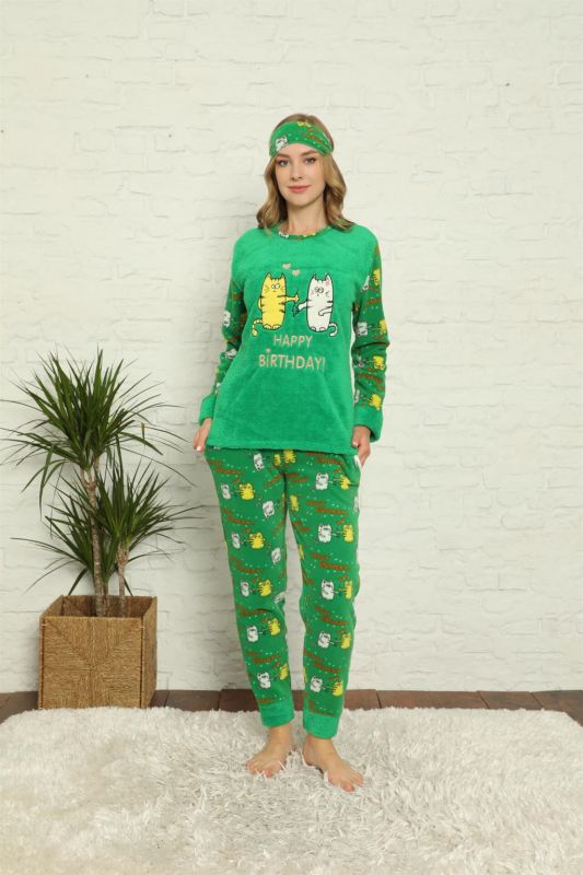 Moda Çizgi Polar Kadın Pijama Takımı - 2