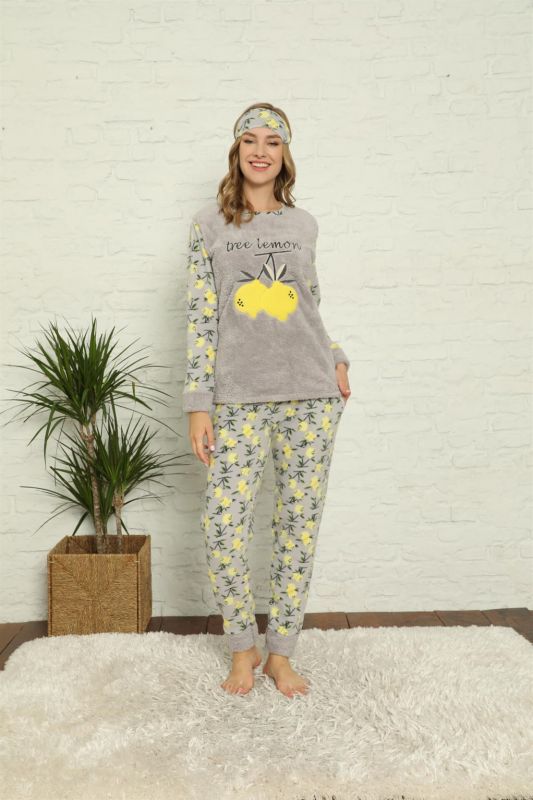 Moda Çizgi Polar Kadın Pijama Takımı - 2