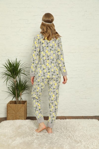 Moda Çizgi Welsoft Polar Kadın Manşetli Pijama Takımı 8429 - Thumbnail