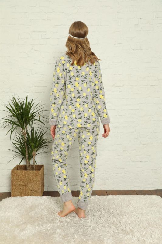 Moda Çizgi Polar Kadın Pijama Takımı - 4