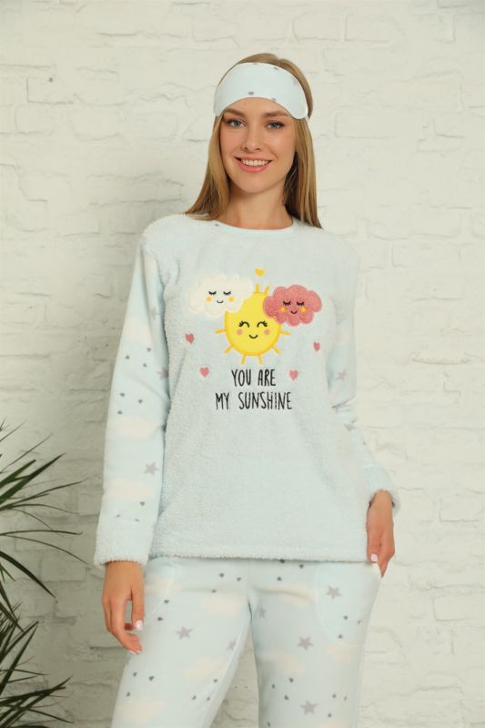 Moda Çizgi Polar Kadın Pijama Takımı - 1