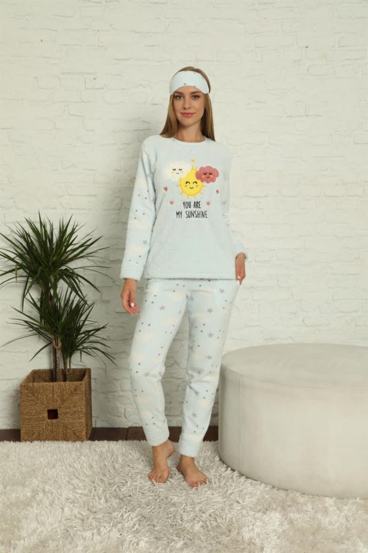Moda Çizgi Polar Kadın Pijama Takımı - 2