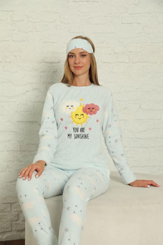 Moda Çizgi Polar Kadın Pijama Takımı - 3