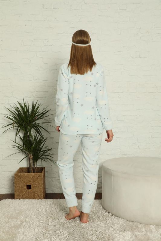 Moda Çizgi Polar Kadın Pijama Takımı - 4