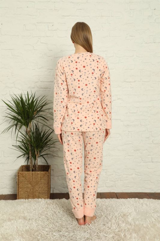 Moda Çizgi Welsoft Polar Kadın Manşetli Pijama Takımı 8436 - 4