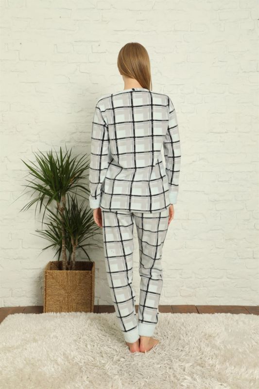 Moda Çizgi Polar Kadın Pijama Takımı - 4