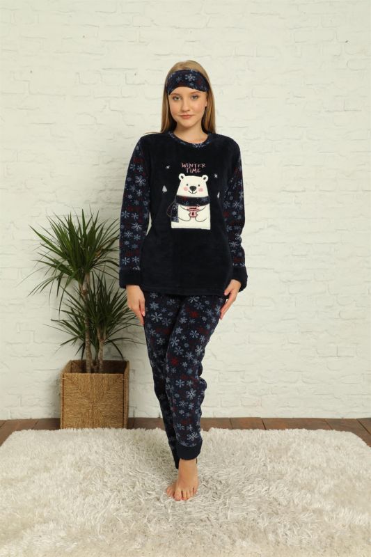 Moda Çizgi Polar Kadın Pijama Takımı - 2