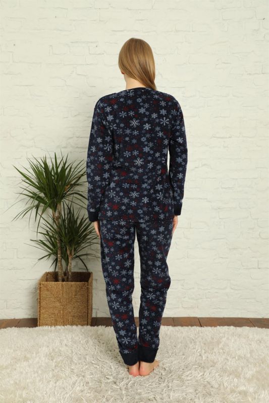 Moda Çizgi Polar Kadın Pijama Takımı - 4