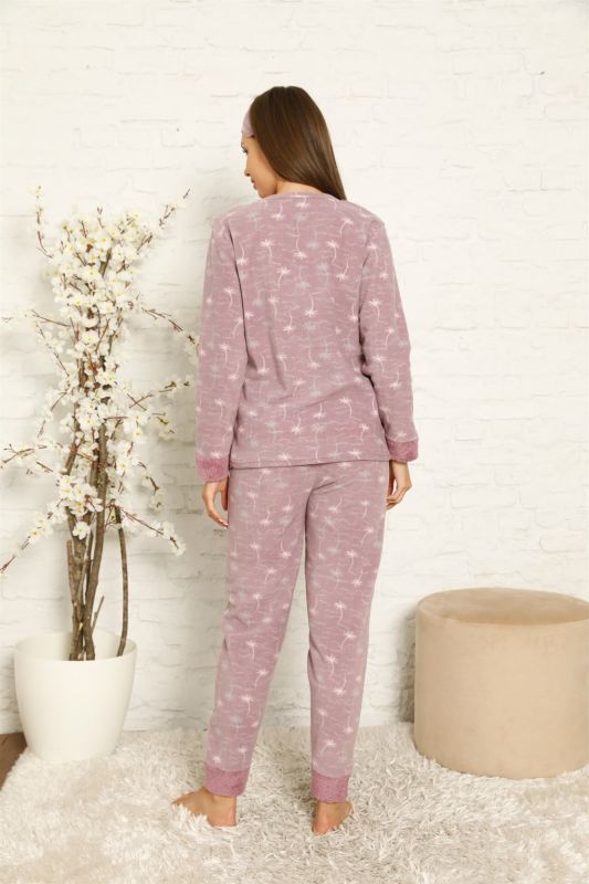Moda Çizgi Welsoft Polar Kadın Manşetli Pijama Takımı 8442 - 4