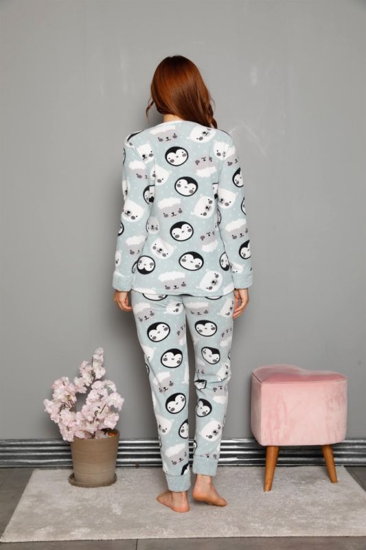 Moda Çizgi Welsoft Polar Kadın Manşetli Pijama Takımı 8448 - 4