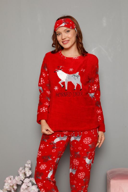 Moda Çizgi Polar Kadın Pijama Takımı - 1