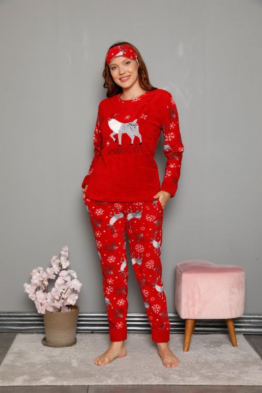 Moda Çizgi Polar Kadın Pijama Takımı - 2