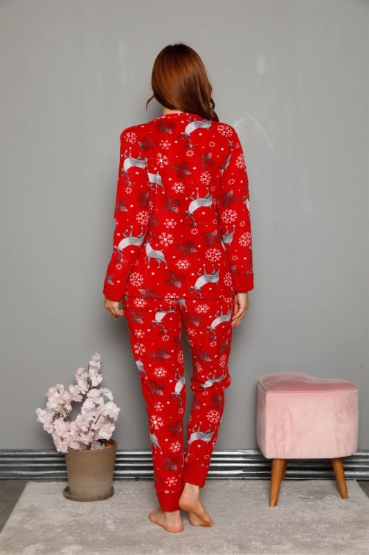 Moda Çizgi Polar Kadın Pijama Takımı - 4