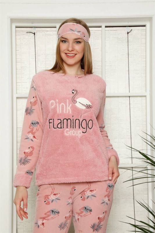 Moda Çizgi Polar Kadın Pijama Takımı - 1