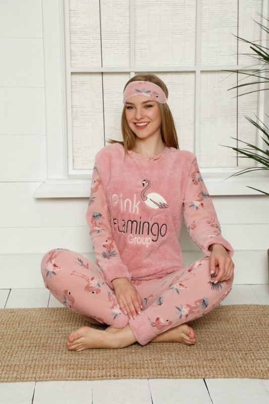 Moda Çizgi Polar Kadın Pijama Takımı - 4