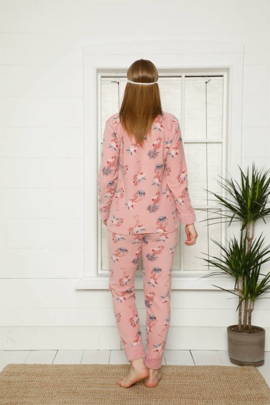Moda Çizgi Polar Kadın Pijama Takımı - 5