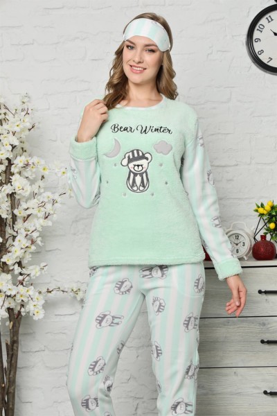 Moda Çizgi Welsoft Polar Kadın Pijama Takımı 8067 - Thumbnail