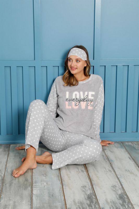Moda Çizgi Polar Kadın Pijama Takımı - 1