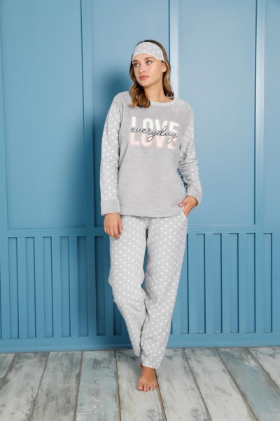 Moda Çizgi Welsoft Polar Kadın Pijama Takımı 8458 - Thumbnail