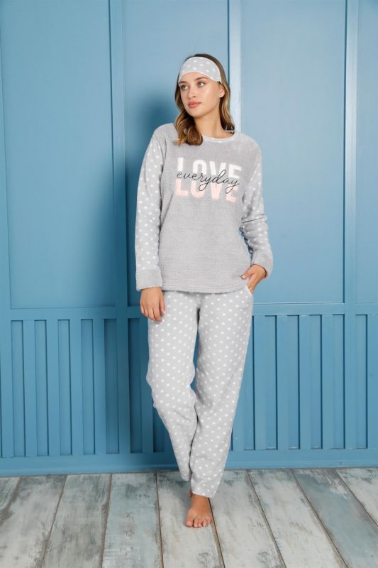 Moda Çizgi Polar Kadın Pijama Takımı - 2