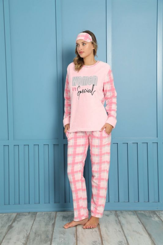 Moda Çizgi Polar Kadın Pijama Takımı - 2