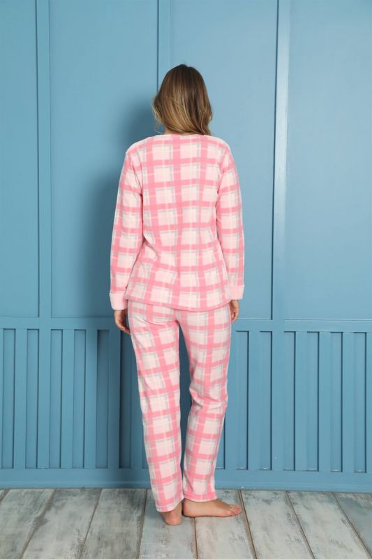 Moda Çizgi Polar Kadın Pijama Takımı - 3