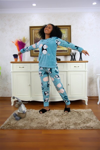 Moda Çizgi Welsoft Polar Kadın Pijama Takımı 8501 - Thumbnail