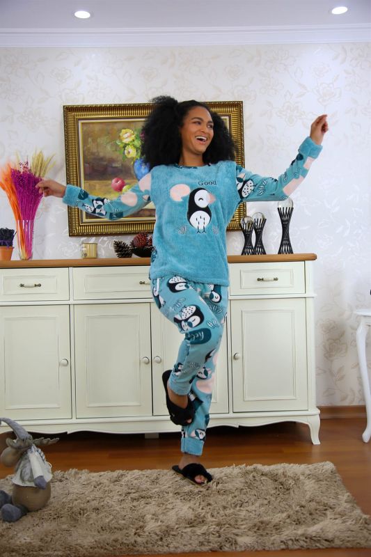Moda Çizgi Welsoft Polar Kadın Pijama Takımı 8501 - 3